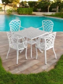 Ferforje görünümlü Plastik Kare Hitit Masa Sandalye Takımı  1 Masa 4 Sandalye Balkon, Bahçe Mobilyası - 2