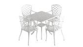 Ferforje görünümlü Plastik Kare Hitit Masa Sandalye Takımı  1 Masa 4 Sandalye Balkon, Bahçe Mobilyası - 12