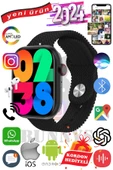 Samsung Galaxy Z Flip Uyumlu Akıllı Saat Watch 9 Max+2024 45mm Kordon Hediyeli Amoled Ekran thumbnail 1