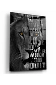 Aslan Motivasyon Dekoratif ve Modern Cam Tablo - 1