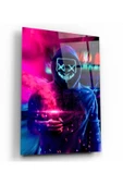 Neon Maske Dekoratif ve Modern Cam Tablo - 1