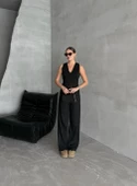Siyah İdole Kemerli Palazzo Pantolon - 3