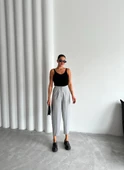 Gri Baggy Kumaş Pantolon - 6