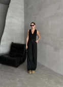 Siyah İdole Kemerli Palazzo Pantolon - 5