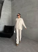 Taş Helga Pantolonu Şeritli Triko Takım - 4