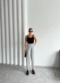 Gri Baggy Kumaş Pantolon - 4