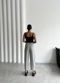 Gri Baggy Kumaş Pantolon - 7