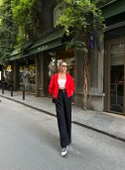 Siyah Grace Kemerli Geniş Paça Pantolon - 8