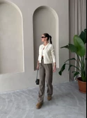 Haki İdole Kemerli Palazzo Pantolon - 5