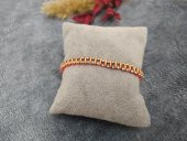 Deri Üzeri Turuncu İp Swaroski Taşlı Tasarım Ayarlanabilir - 1