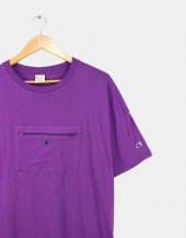 Champion Ön Cep Oversize Erkek T-Shirt Mor - 3