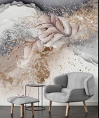 3 Boyutlu Gri Pembe Boyama Desenli Duvar Kağıdı thumbnail 6