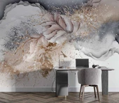 3 Boyutlu Gri Pembe Boyama Desenli Duvar Kağıdı thumbnail 4