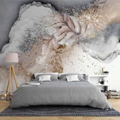 3 Boyutlu Gri Pembe Boyama Desenli Duvar Kağıdı thumbnail 2