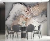 3 Boyutlu Gri Pembe Boyama Desenli Duvar Kağıdı thumbnail 5