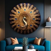 Kahverengi Çember Sanatsal Yuvarlak Dekoratif ve Modern Cam Tablo thumbnail 2