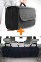 Araba Koltuk Arkası Bagaj Organizer + Oto Eşya Düzenleyici Çanta Araç Set-22 - 1