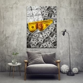 Altın Dolar Dekoratif ve Modern Cam Tablo - 1