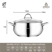 12 Parça Star Prime Paslanmaz Çelik Tencere Seti & Çelik Saklama Kabı thumbnail 2