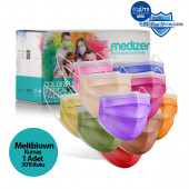 Medizer Color Serisi 3 Katlı Meltblown Kumaş Cerrahi Maske Burun Telli - 50 Adet - 1
