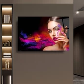 Güzel Kadın ve Rekli Desen Sanatsal Dekoratif ve Modern Cam Tablo - 1