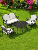 Bodrum Model Plastik Ferforje Görünümlü Oturma Grubu Bahçe, Balkon Takımı - 1