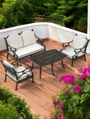 Bodrum Model Plastik Ferforje Görünümlü Oturma Grubu Bahçe, Balkon Takımı - 8