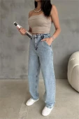 Dipmoda kadın likralı yüksek bel baggy jean DPR001 - 3