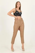 Dipmoda kadın camel cepli kemer detaylı kumaş pantolon QNS026 - 4