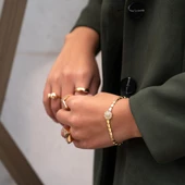 Sekizgen Taşlı Tasarım 14 Ayar Altın Bileklik - 4