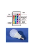 Led Uzaktan Kumandalı Renk Değiştiren Ampul Rgb 9w Beyaz Lamba Ve Renkli Ampul - 1