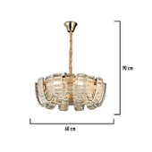 Apliqa Loya 60'lik Gold Kristal Taşlı Oturma Odası, Salon Sarkıt Avize thumbnail 4