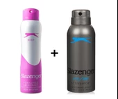 Slazenger Pembe Kadın Sprey Deodorant 150 Ml+Slazenger Activesport Mavi Erkek Sprey Deodorant 150 Ml--2'li Set - 1