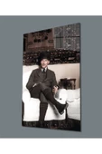 Takım Elbiseli Oturan Atatürk Dekoratif ve Modern Cam Tablo, Uv Baskılı ve Temperli, Hediyelik - 1