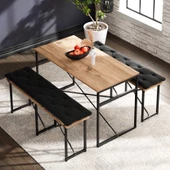 Eportatif Masa Takımı Minderli Bench Bank Masa Seti 120x60 Masa Mutfak Masası Yemek Masası Çam 1554 - 3