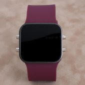 SaaTTino Trend Bordo Renk Siyah Kasa Silikon Kordonlu Dijital Unisex Kadın Kol Saati ST-303952 - 4