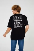 Black HUMAN HALF-RELAX TEE - 3