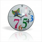 Ev Ofis Okul Kreş Dershane Çocuk Renkli Kalın Büyük Rakkam 35 cm Bombe Ön Camlı Sessiz Duvar Saati - 2