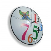 Ev Ofis Okul Kreş Dershane Çocuk Renkli Kalın Büyük Rakkam 35 cm Bombe Ön Camlı Sessiz Duvar Saati - 3