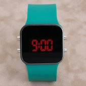 Petrol Yeşili Silikon Kordonlu Dijital Unisex Bayan Kol Saati - 1