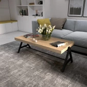 Dekoratif Ahşap Orta Sehpa Metal Sehpa Siyah - 3