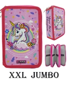 XL Jumbo Model Unicorn Bahar Kalem Kutusu Organizer Kalemkutu 3 Bölmeli Kalemlik Pembe thumbnail 1