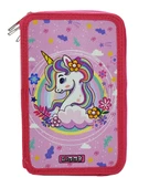 XL Jumbo Model Unicorn Bahar Kalem Kutusu Organizer Kalemkutu 3 Bölmeli Kalemlik Pembe thumbnail 3