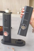Kiwi Pilli Işıklı Otomatik Tuz Karabiber Değirmeni Otomatik Baharat Öğütücü 2 li Paket KSPG-4850 thumbnail 3