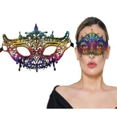 Periboia Rengarenk Dantel Kesim Gökkuşağı Balo Maskesi - 1