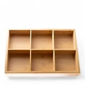 Madamev 6 Bölmeli Bambu Çerezlik Şeffaf Akrilik Kapaklı Kahvaltı Sunumluk Saklama Kutusu Mutfak Organizer thumbnail 2