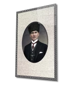 Çerçeveli Atatürk Dekoratif ve Modern Cam Tablo - 1