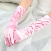 Periboia Uzun Boy Ekstra Parlak Saten Eldiven Pembe Renk - 2