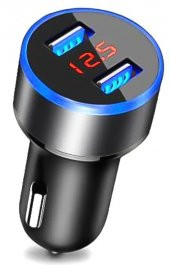 5V 3.4A Çift USB Portlu Araç Şarj Cihazı Dijital Lcd Ekran Oto Çakmaklık - 2