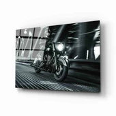 Fütüristik Motosikletli Adam Dekoratif ve Modern Cam Tablo - 1